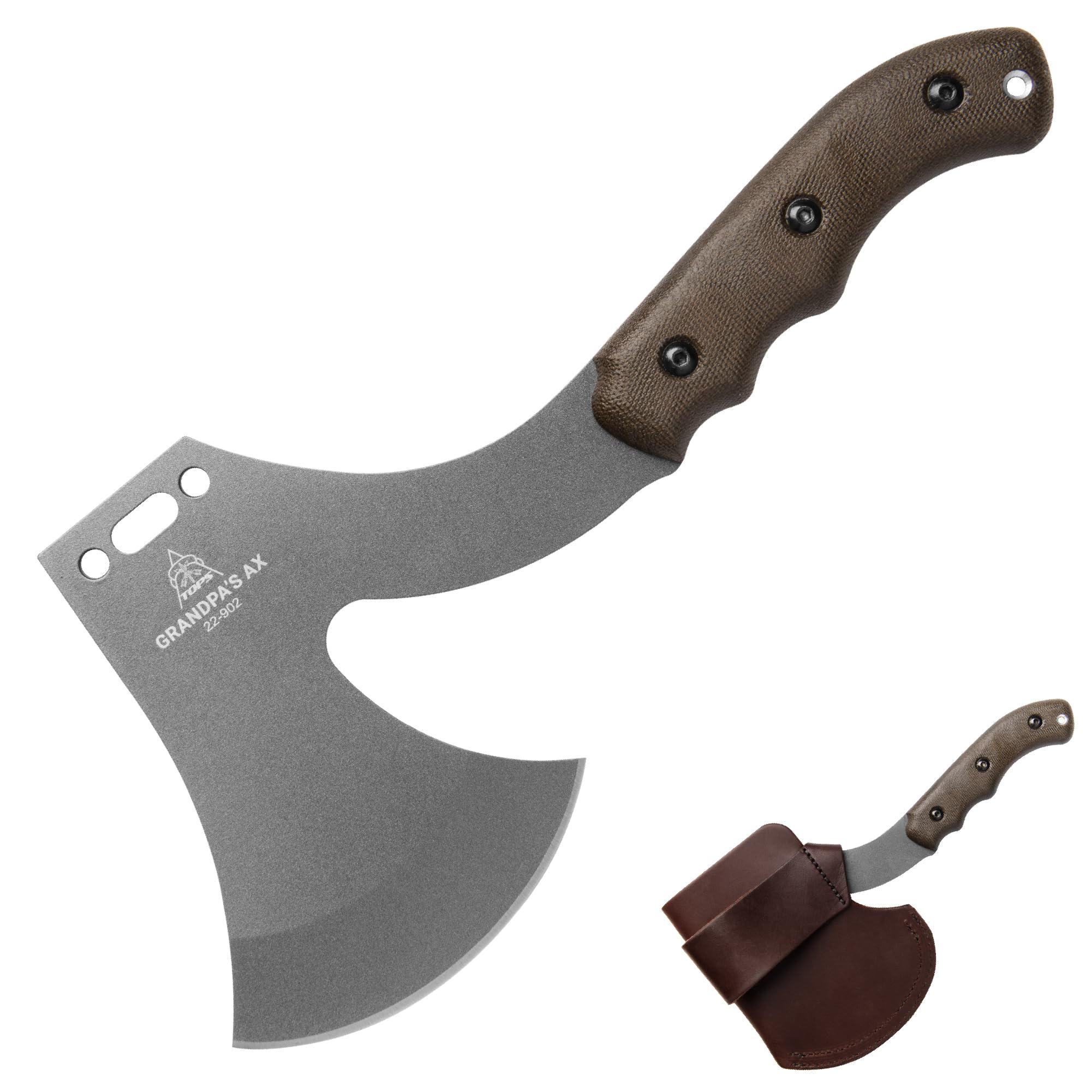 Amazon | Top Knives おじいちゃんの斧 レザーシース付き | フルタング